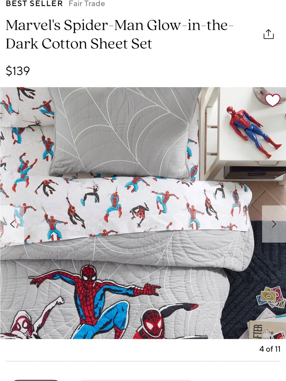 Pottery Barn Kids Spiderman Sheet Set Full
